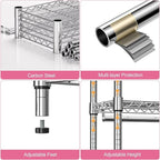Heavy Duty Rolling Garment Rack 3 Tiers Adjustable Wire Shelving Clothes Rack - Image 2