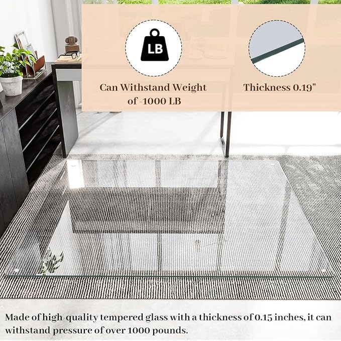 30" x 48" Glass Chair Mat, 1/5" Thick Office Chair Mat - Image 4