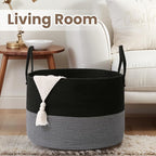 Woven Blanket Basket, 115L Large Rope Storage Bin - Image 5