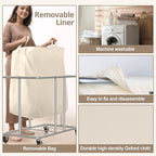 230L Rolling Laundry Hamper, 2-Section Laundry Basket - Image 4