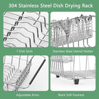Large Sink Dish Drying Rack, Expandable 304 Stainless Steel Metal Dish Drainer - Image 7