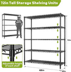 Storage Shelves, 5-Tier Adjustable Metal Industrial Utility Shelf Rack - Image 3