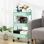 AGTEK Makeup Cart, Movable Rolling Organizer Cart, Macaron Blue 3 Tier Metal - Image 4