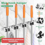 3Pcs 5 Racks 4 Hooks Stainless Steel Broom Mop Holder Anti Slip Wall Mount - Image 3