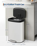 16 Gallon Trash Can, Stainless Steel Kitchen Garbage Can, Recycling or Waste Bin - Image 2
