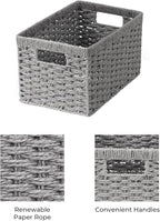 StorageWorks Round Paper Rope Storage Baskets, Rectangular Wicker Baskets - Image 3