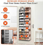 Over the Door Organizer 6 Tiers, Extra Large Behind Door Storage of 12 - Image 2