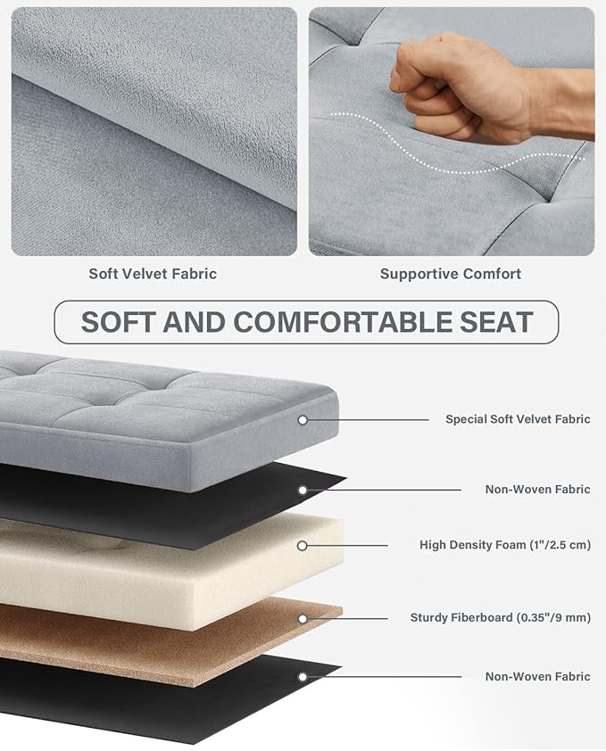 Folding Storage Ottoman, Velvet Storage Bench, Foot Stool, - Image 7