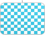 Turquoise Chessboard Dish Drying Mat by Wamika