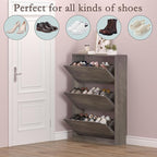 Shoe Cabinet with 3 Flip Drawers, Hidden Wood Shoe Cabinet, Freestanding Shoe - Image 4