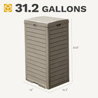 DWVO 38 Gallon Large Outdoor Trash Can, Waterproof Resin Hideaway Garbage Bin - Image 8