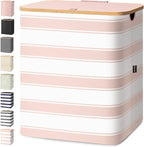 BALEINE Laundry Hamper with Lid, Tall Laundry Baskets with Bamboo Pull Handles by BALEINE