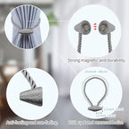 Hion Magnetic Curtain Tiebacks Grey 2pcs, Curtain Tiebacks Buckles Holdbacks - Image 3
