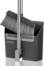 JOYMOOP Black Broom and Dustpan Set, Upright Angle Design by JOYMOOP
