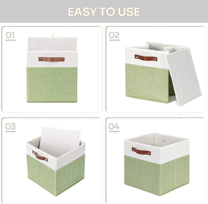 HNZIGE Fabric Storage Cubes for Shelves Set of 4, Storage Cubes Baskets 12 x12 - Image 4