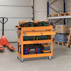 3 Tier Rolling Tool Cart on Wheels, Heavy Duty Service Cart Industrial Utility - Image 7