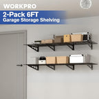 WORKPRO 2-Pack 2x6FT Garage Wall Shelving, 72” x 24” Heavy Duty Wall Mounted - Image 5