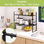 Expandable Cabinet Shelf Organizer Rack, Stackable Kitchen Counter Storage - Image 6