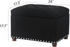 Joveco Storage Ottoman Bench, Rectangle 24″ Linen Foot Rest Stool Square - Image 3
