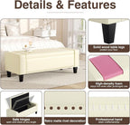 48.8" Storage Ottoman Bench Cream White | Faux Leather Bedroom Bench - Image 5