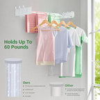 BAKON Clothes Drying Rack Wall Mounted 40", Laundry Clothes Drying Rack - Image 4