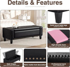 48.8" Storage Ottoman Bench Black | Faux Leather Bedroom Bench - Image 5