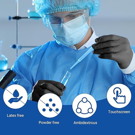 JMU Black Nitrile Gloves Medium Bulk, Case of 1200, Latex Free Powder Free - Image 3