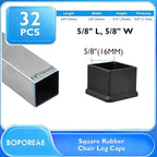 32 Pcs 5/8" x 5/8" Square Rubber Chair Leg Caps, PVC Table Leg Covers, Flexible - Image 2