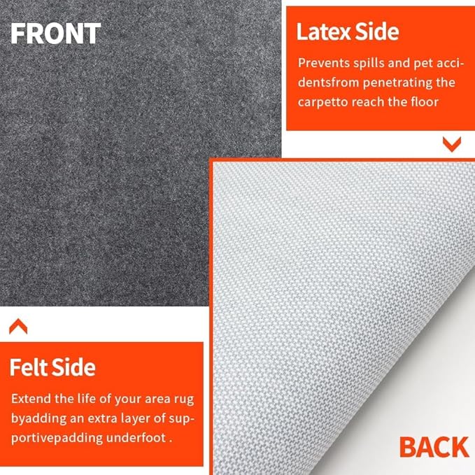 Non-Slip Rug Pads 7 x 9ft, 100% Waterproof Extra Large Area Rugs Non Skid Rug - Image 4
