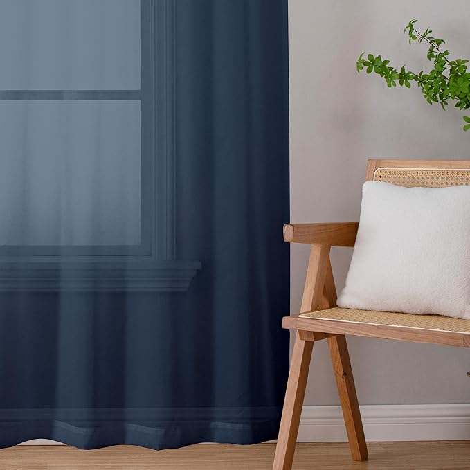 Chyhomenyc Sheer Curtains 72 Inch Length Set of 2, Rod Pocket Voile Drapes - Image 4