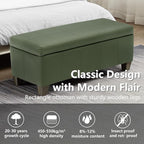 Teal Faux Leather Ottoman with Storage, Rectangular Extra Long Storage Bench - Image 5