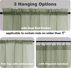 Chyhomenyc Sage Green Sheer Curtains 36 Inch Length, Short Voile Sheer Window - Image 7