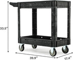DWVO Utility Cart, 1000 lbs Capacity, 2 Shelf Heavy Duty Plastic Service - Image 2
