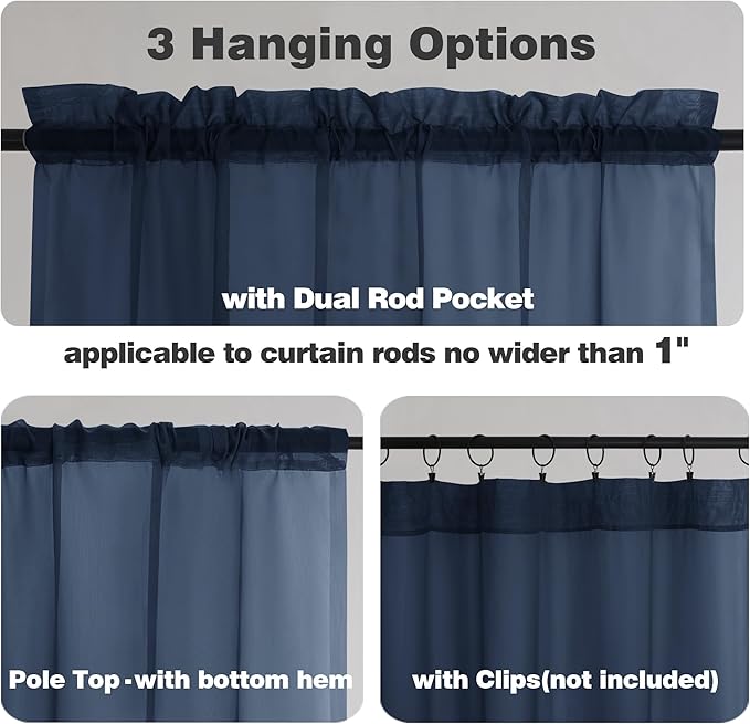 Chyhomenyc Sheer Window Valance Curtains, 42x14 Inches Light Filtering Valances - Image 4