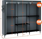 Clothes Rack, Portable Closet, 81.5 Inch Large Capacity Wardrobe Closet - Image 5
