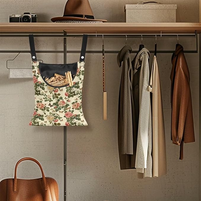 2 Pcs Floral Clothes Pin Hanging Bag - Image 5