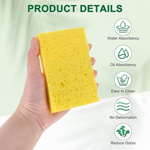 12-Pack Kitchen Sponges, Condense Eco Cellulose Non-Scratch Scrub Heavy Sponge - Image 2