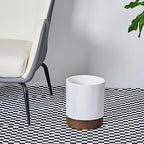 Polytree White Marble and Brown Wood Round Wastebasket, Resin Small Round - Image 9