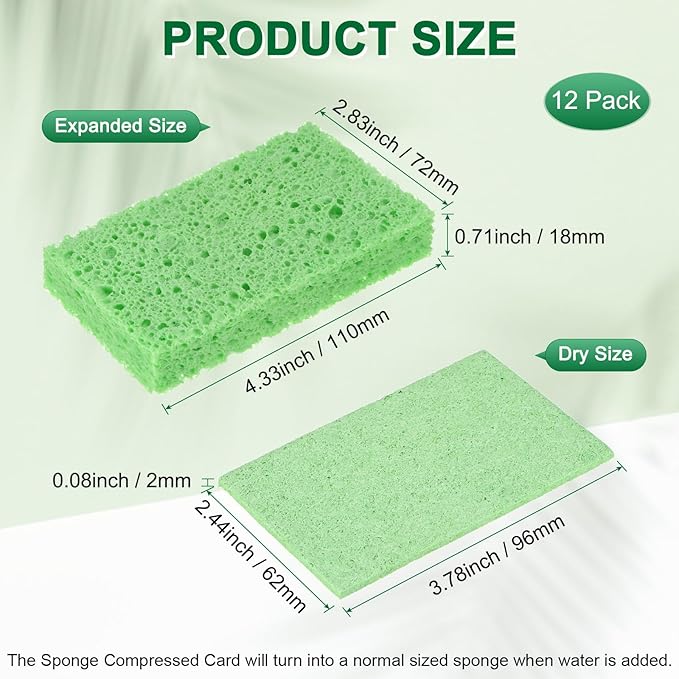 12-Pack Kitchen Sponges, Condense Eco Cellulose Non-Scratch Scrub Heavy Sponge - Image 3