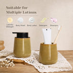 INGOFIN Ceramic Lotion Dispenser - 12 oz Refillable Hand Soap Dispenser Bathroom - Image 6