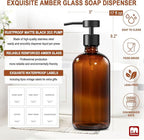 GMISUN Amber Glass Soap Dispenser, 4 Pack Bathroom Hand Soap Dispensers - Image 3