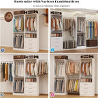 Closet System with 2 Sets, 4FT Closet Organizer Systems with 3 Wooden Drawers & - Image 6