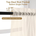 Chyhomenyc Cream Sheer Curtains 63 Inches Long 2 Panels Set- Light Filtering - Image 5