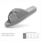 Chantomoo Slippers for Women Memory Foam House Bedroom Corduroy Bow Crossbands - Image 3