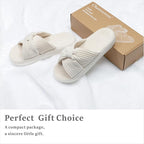 Chantomoo Slippers for Women Memory Foam House Bedroom Corduroy Bow Crossbands - Image 4