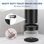 Black Toilet Brush and Holder Set, 304 Stainless Steel Heavy Duty Toilet Bowl - Image 4