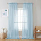 Chyhomenyc Sky Blue Sheer Curtains 96 inches Long 2 Panels, Light Filtering by Chyhomenyc