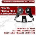 3-H Stainless Steel Broom Holder Wall Mount 15-Pack- Heavy Duty Mop Organizer - Image 3