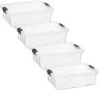 Superio Storage Bins with Lids- 4 Pack, 7.4 Qt Clear Boxes by Superio