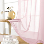 Tollpiz Short Sheer Door Curtains Closet Linen Textured Curtains Sheer Doorway - Image 4